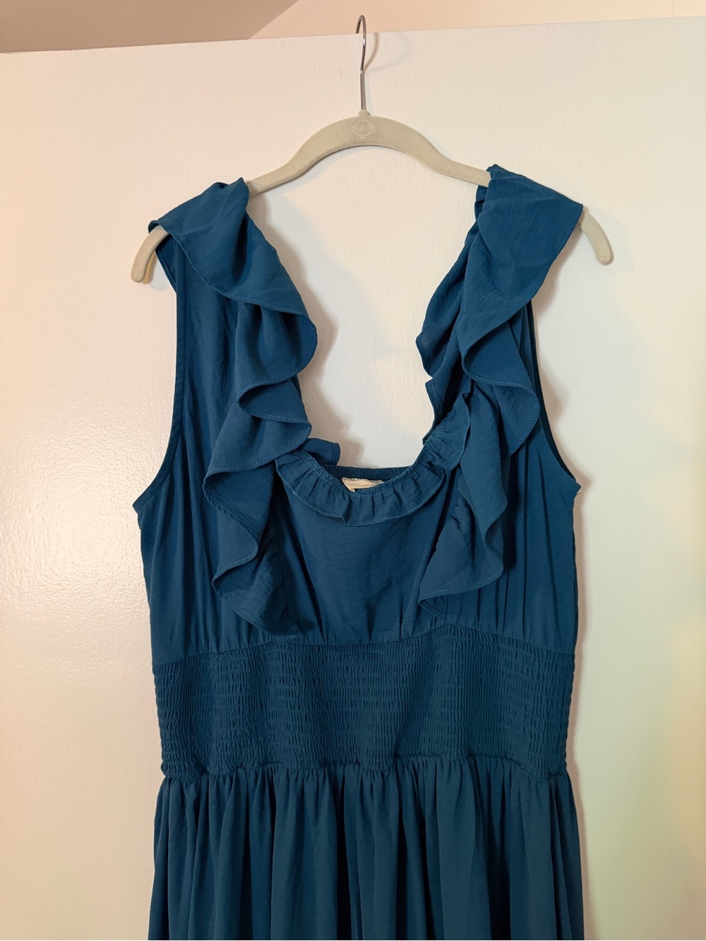 Teal Ruffle Maxi Dress - Joyfolie - Picture 3 of 5